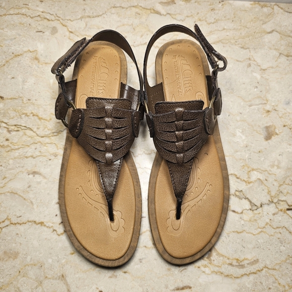 Cliffs by White Mountain Womens Brown Leather Thong Slingback Sandles Size 9M - Picture 5 of 8